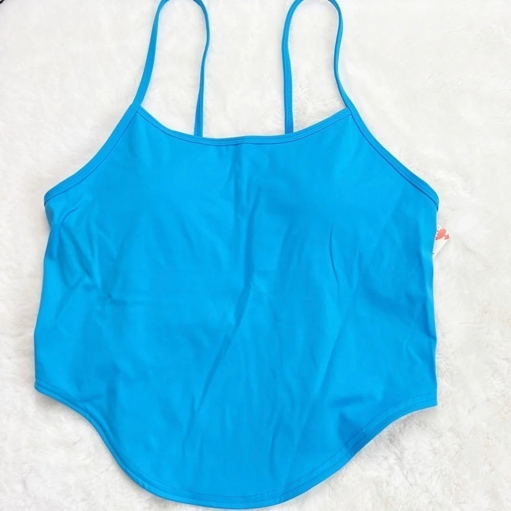 NWT Free People Do It To It Cropped Active Tank Blue